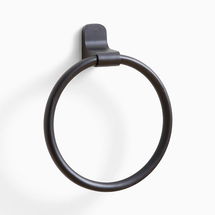 Online Designer Bathroom Mid-Century Contour Bath Hardware, Towel Ring, Matte Black