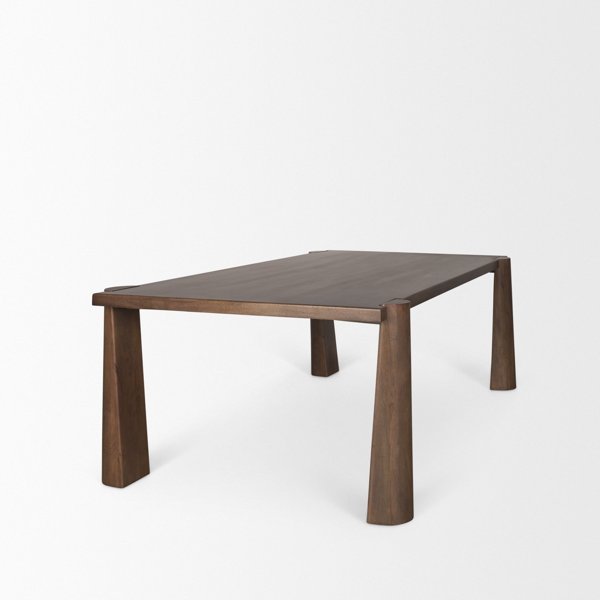Tammar Rectangular Brown Wood with Tapered Legs Dining Table, by Mercana, 84" length x 45.5" width x 30" height View 6