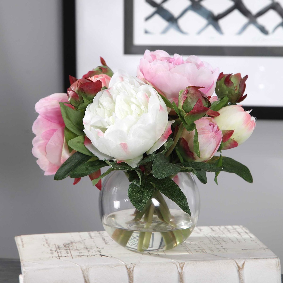 Blaire Peony Bouquet, Artificial Plants & Flower by Uttermost, 10" width x 8.5" height x 10" depth View 4