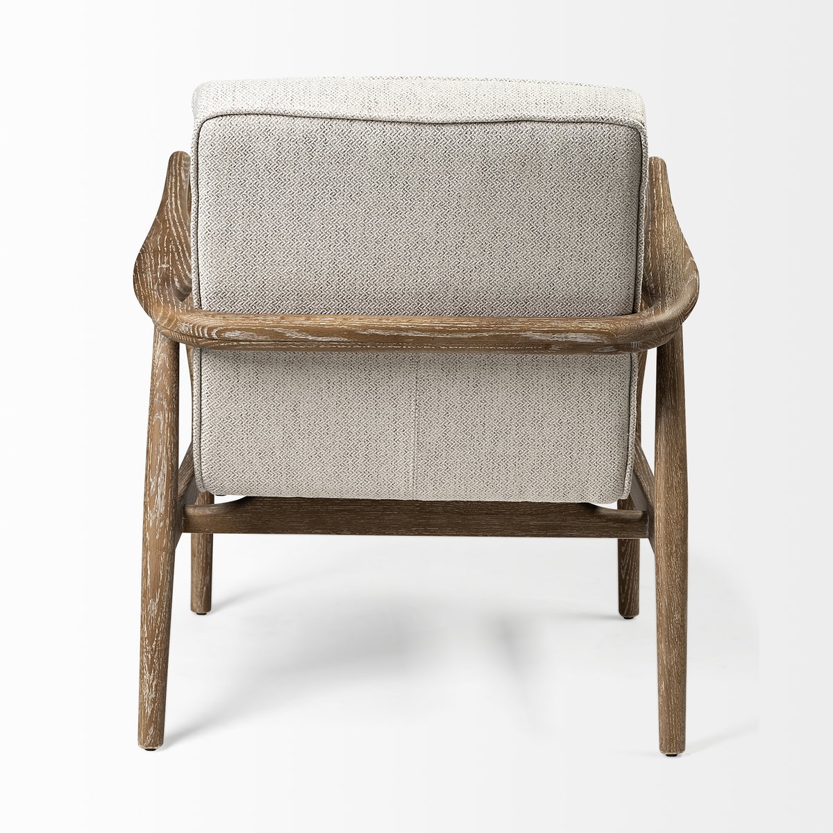 Ajax II Cream Fabric with Brown Wooden Frame Accent Chair, by Mercana, 27" length x 28" width x 30.5" height View 7