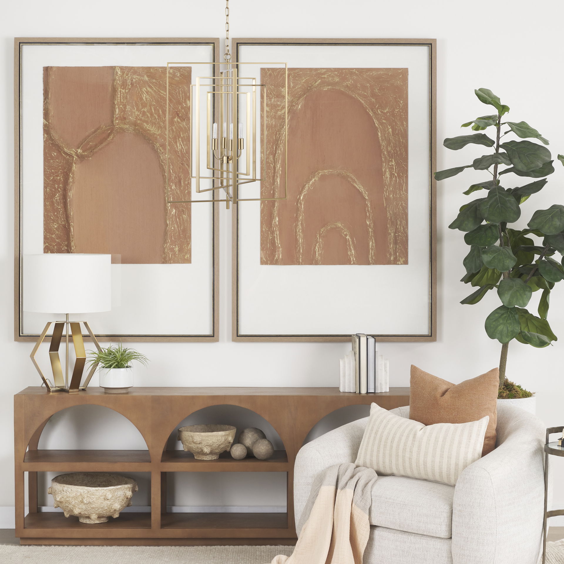 Colleen Antiqued Gold Metal 4-Light Chandelier large image 
