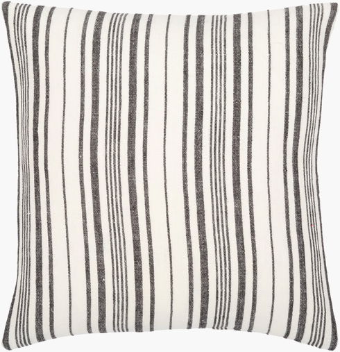 Linen Stripe Buttoned Lumbar Pillow
