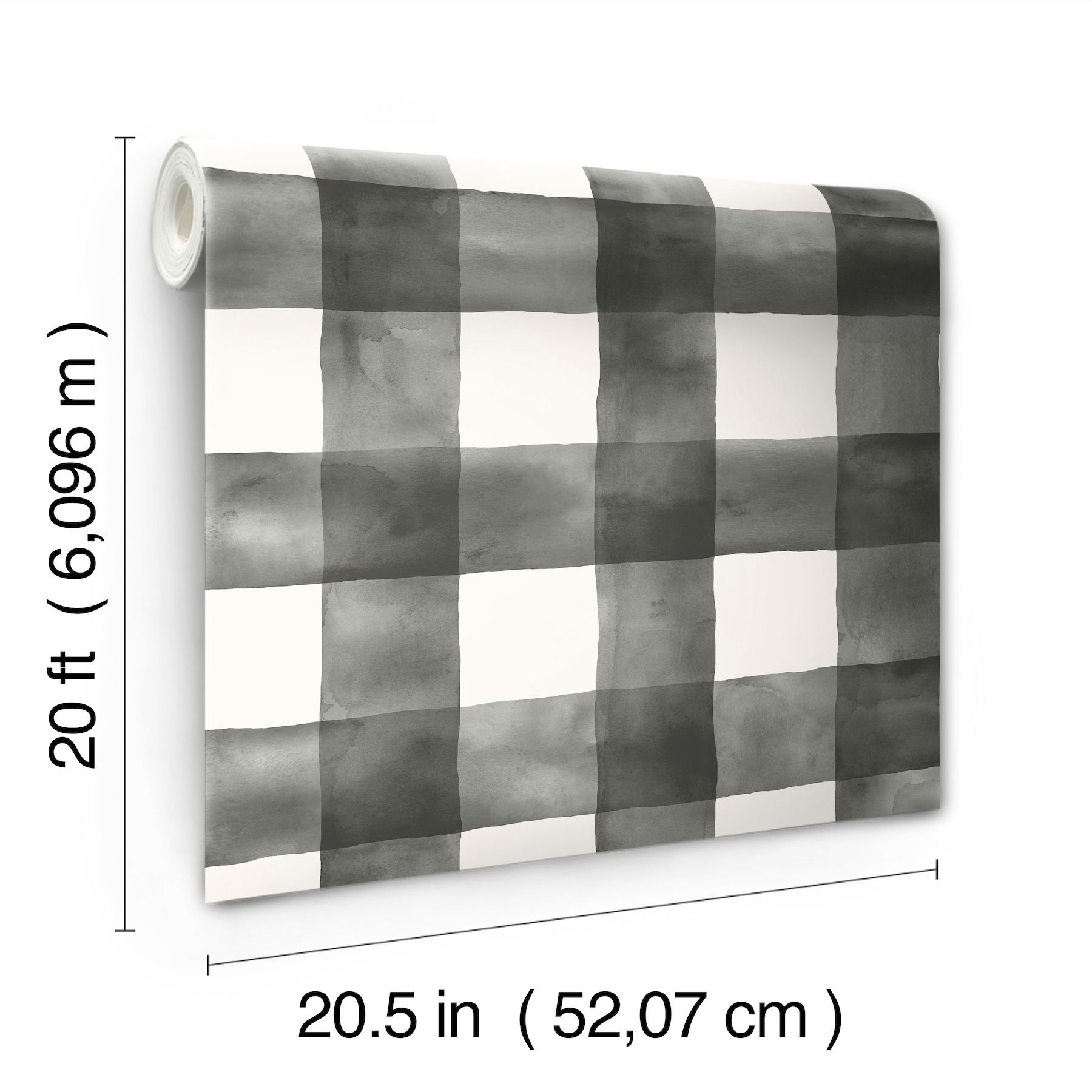 Magnolia Home Watercolor Check Black Peel & Stick Wallpaper large image 