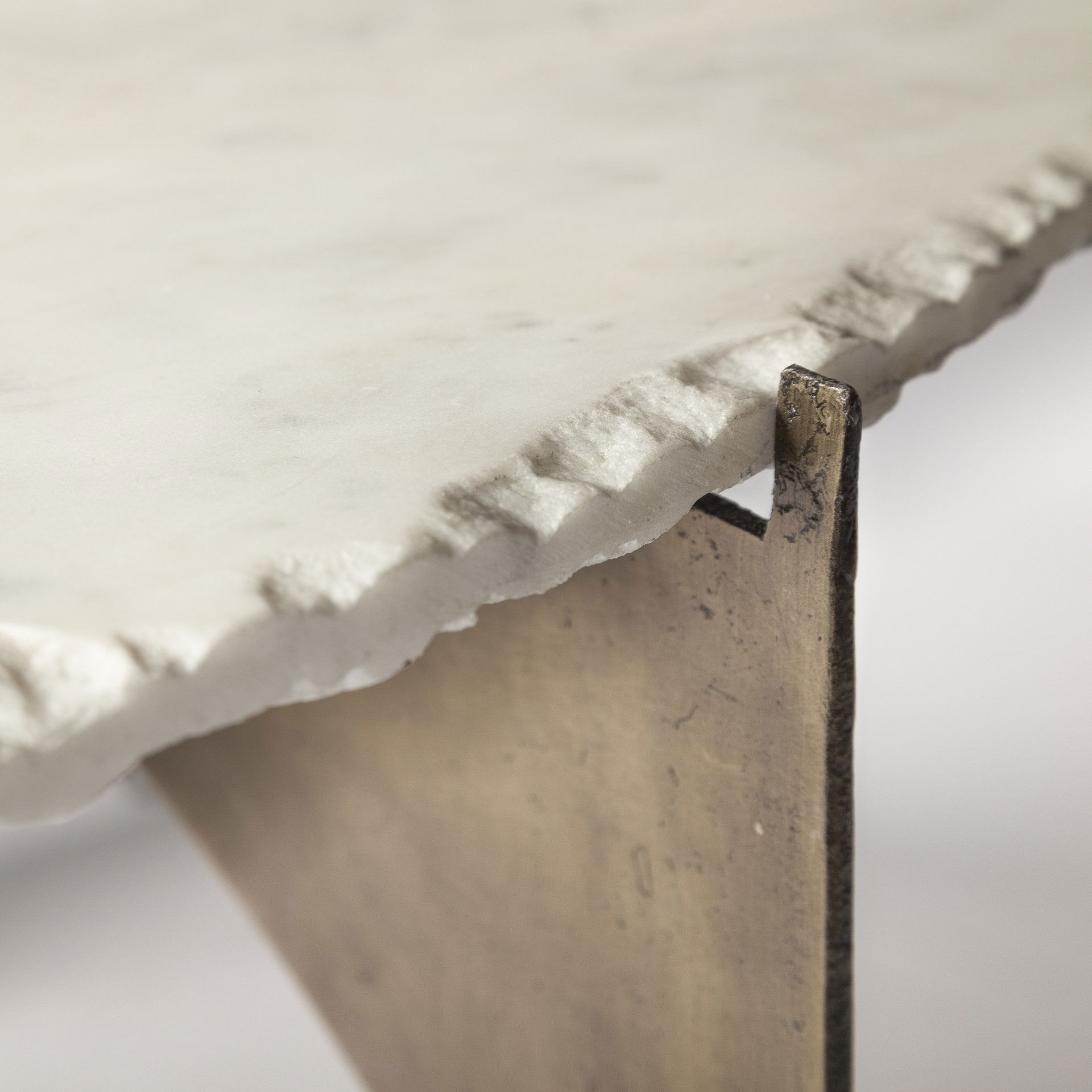 Reinhold 49' Round White Marble Top Gold Metal Base Coffee Table, by Mercana, 49" length x 49" width x 17" height View 7