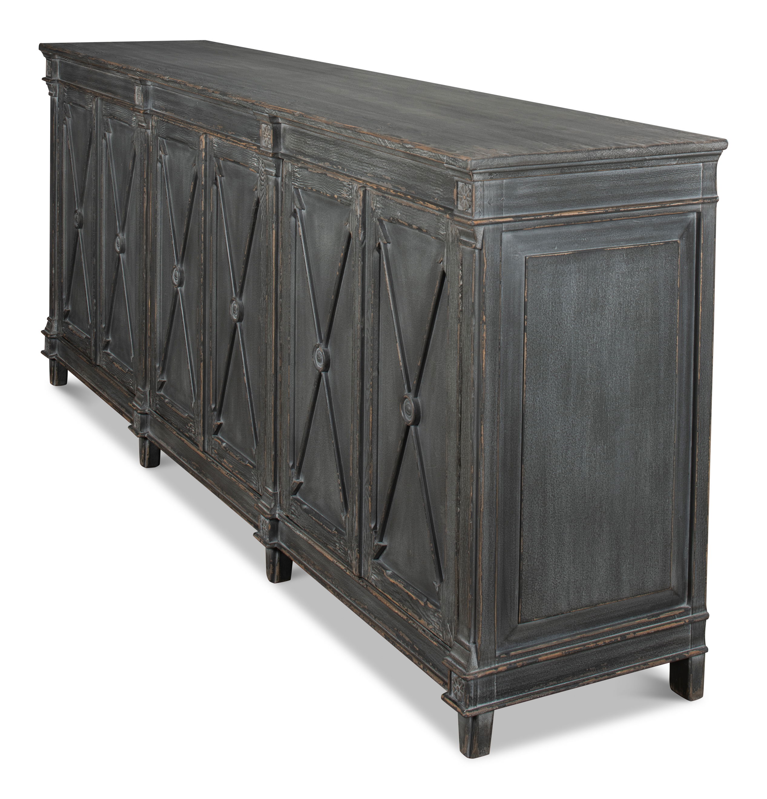 Marksman Sideboard, Concrete Grey, Cabinets & Sideboard by Sarreid, 96" length x 20" width x 39" height View 6