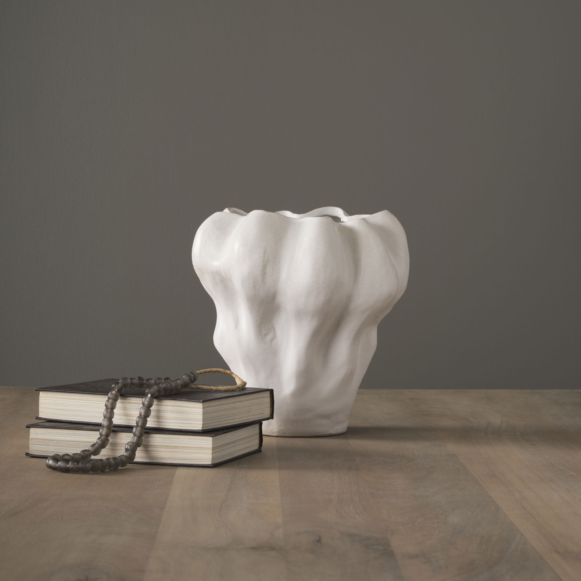 Vanna Sculptural Cream Glazed Ceramic Vase large image 