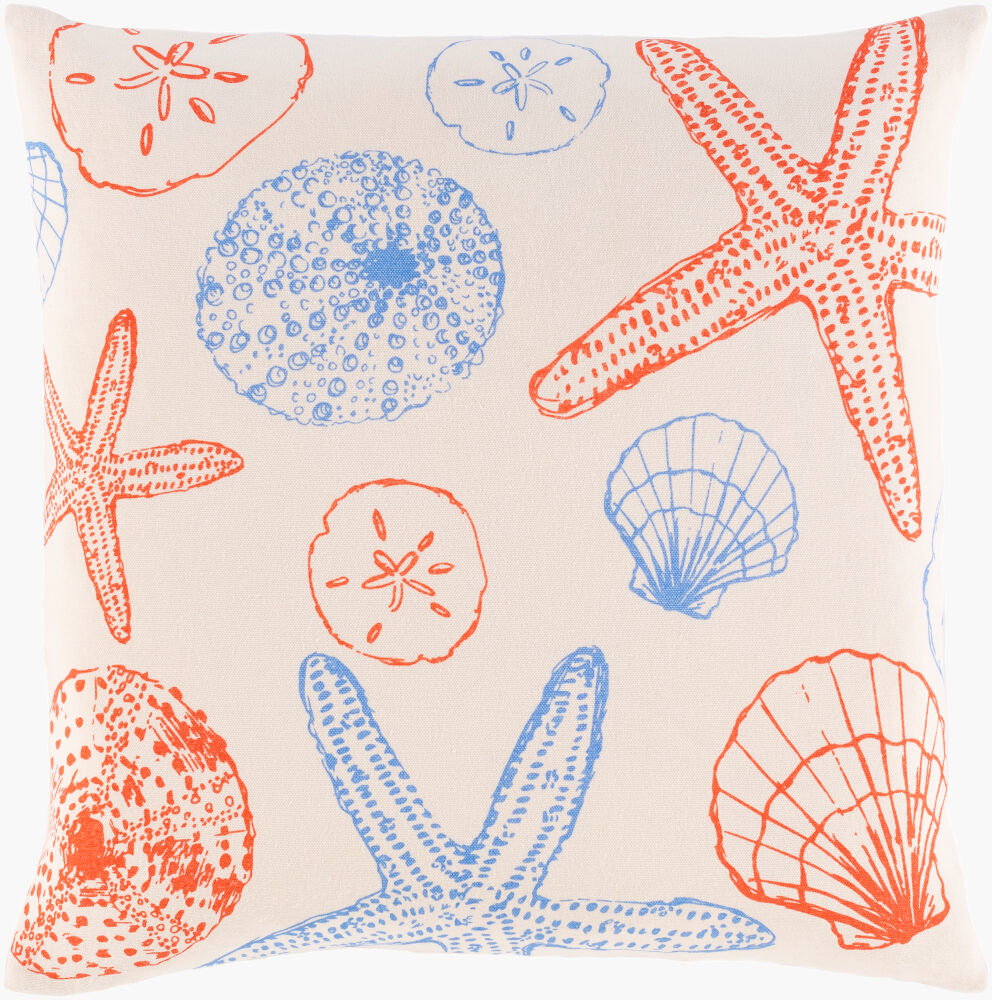 Sea Life Accent Pillow, Decorative Pillow by Surya, 18" length x 18" width