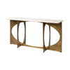 Reinhold IV 59L x 16W White Marble Top Gold Metal Base Console Table thumbnail 0