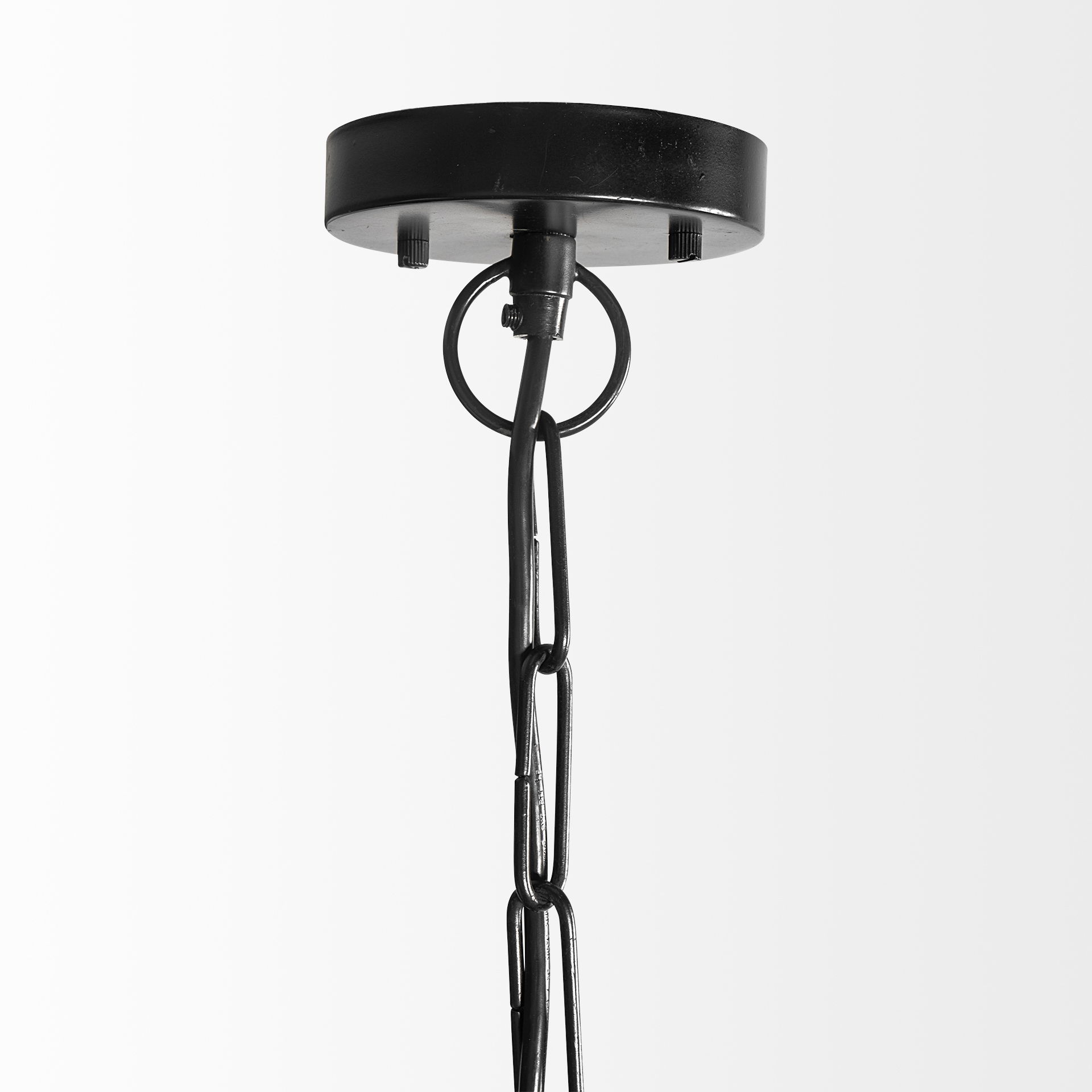 Jules 25x25 Blonde Wood and Black Metal Six Bulb Chandelier Light, by Mercana, 25" length x 25" width x 25" height View 4
