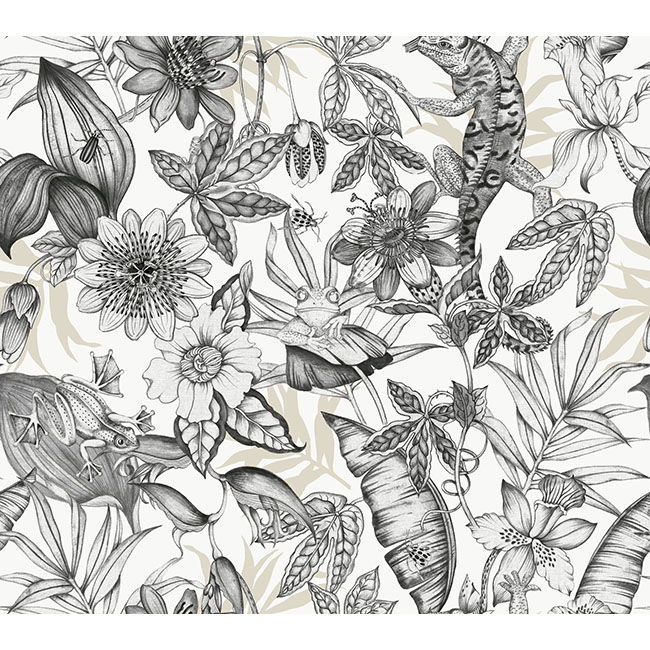 Rainforest White & Charcoal Wallpaper large image 