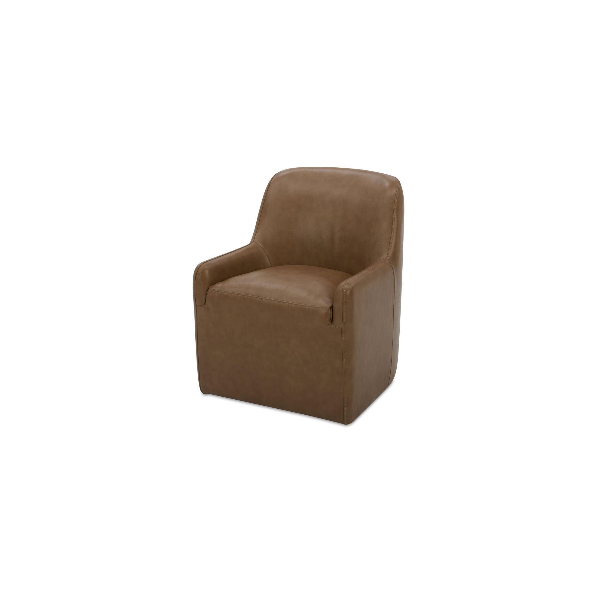 Maisie Rolling Dining Chair Tan Leather, by Moe's Home, 26" width x 32.25" height x 26.5" depth View 2