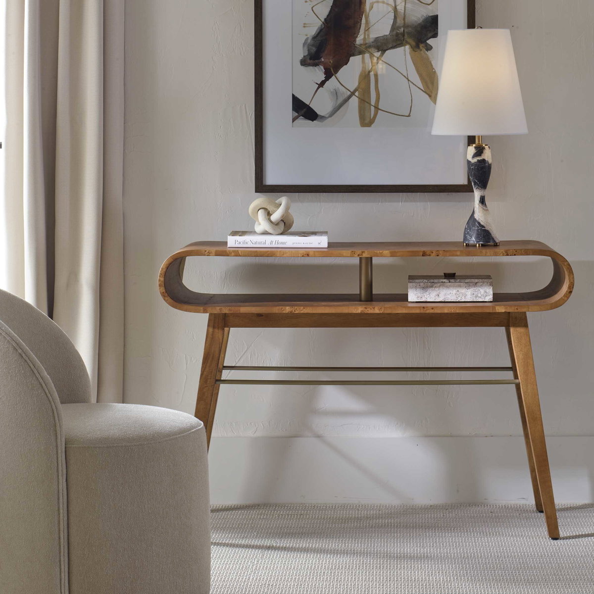 Ledger Mid-Century Console Table, Furniture by Uttermost, 46" width x 32" height x 16" depth View 2