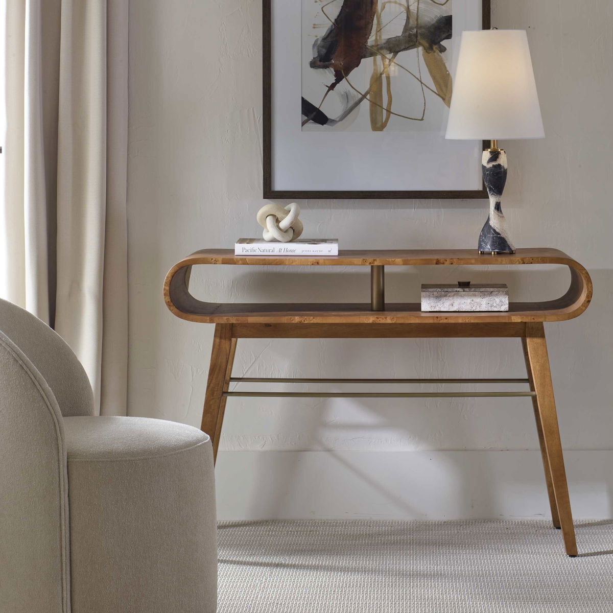 Ledger Mid-Century Console Table, by Uttermost, 46" width x 32" height x 16" depth View 2