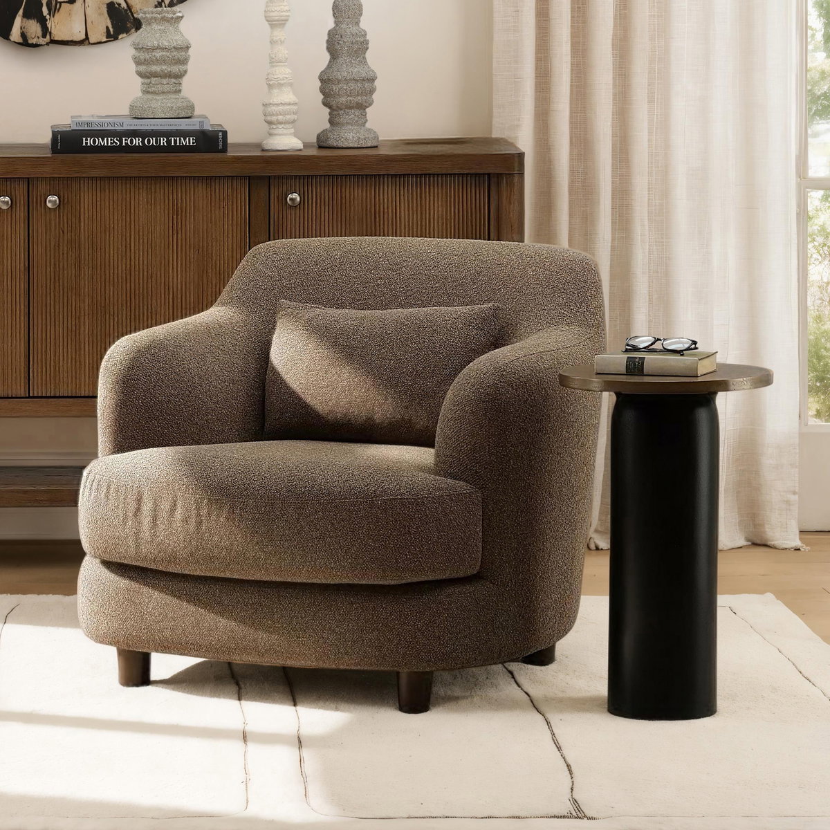 Saylor Occasional Chair Brown, Accent Chair by Dovetail, 34" width x 31.5" height x 36.5" depth View 8