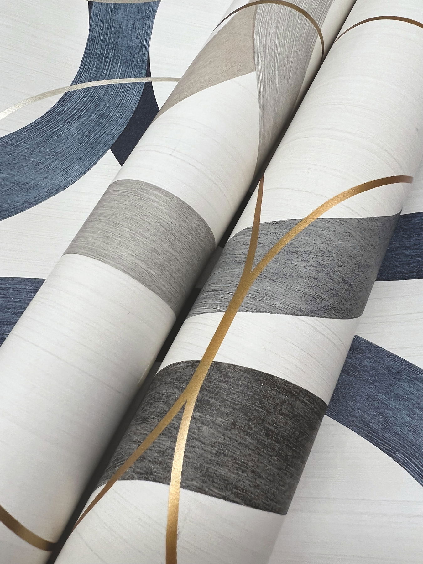 Interlock Navy Peel & Stick Wallpaper large image 