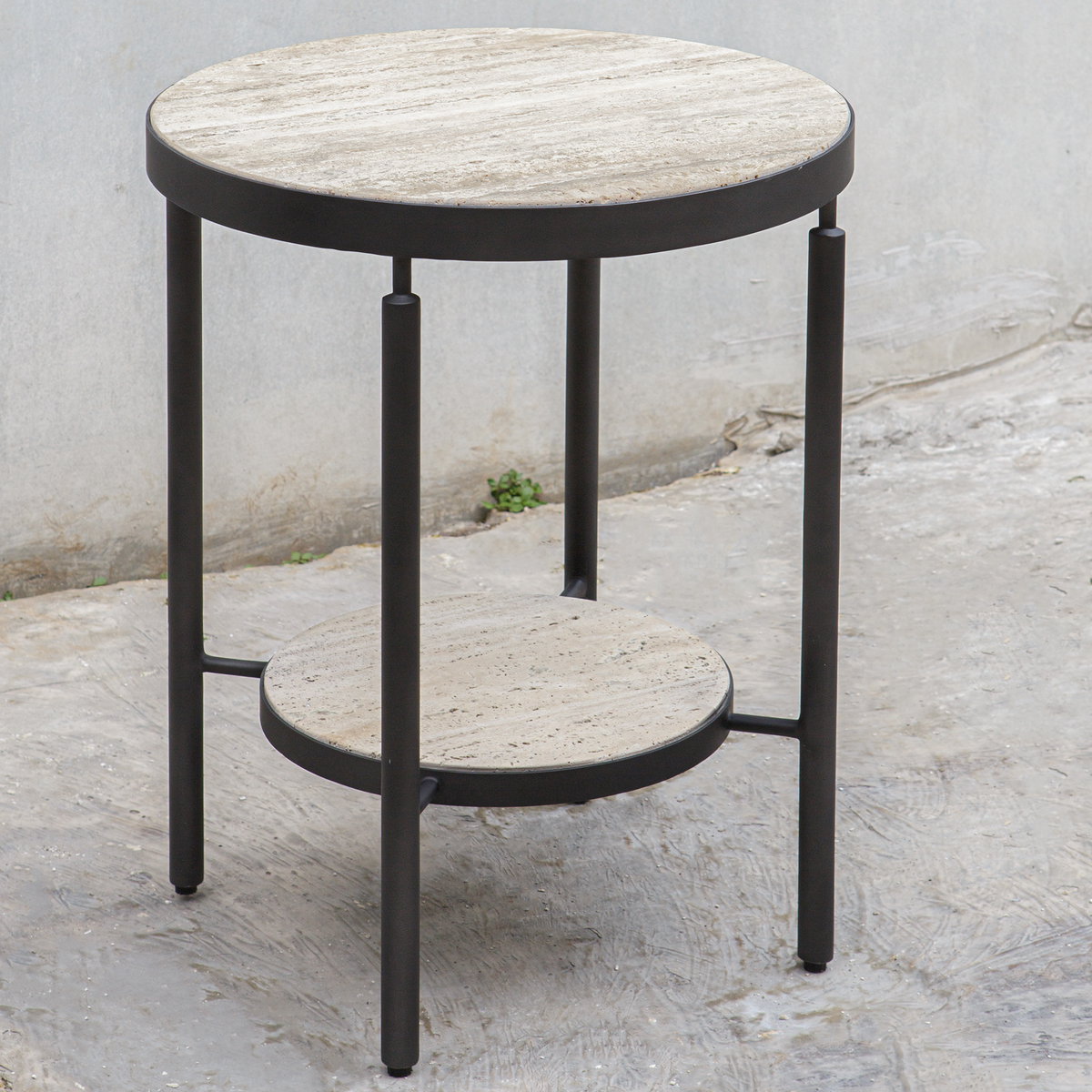 Dauntless Travertine Side Table, Side & End Table by Uttermost, 19" width x 24" height x 19" depth View 2