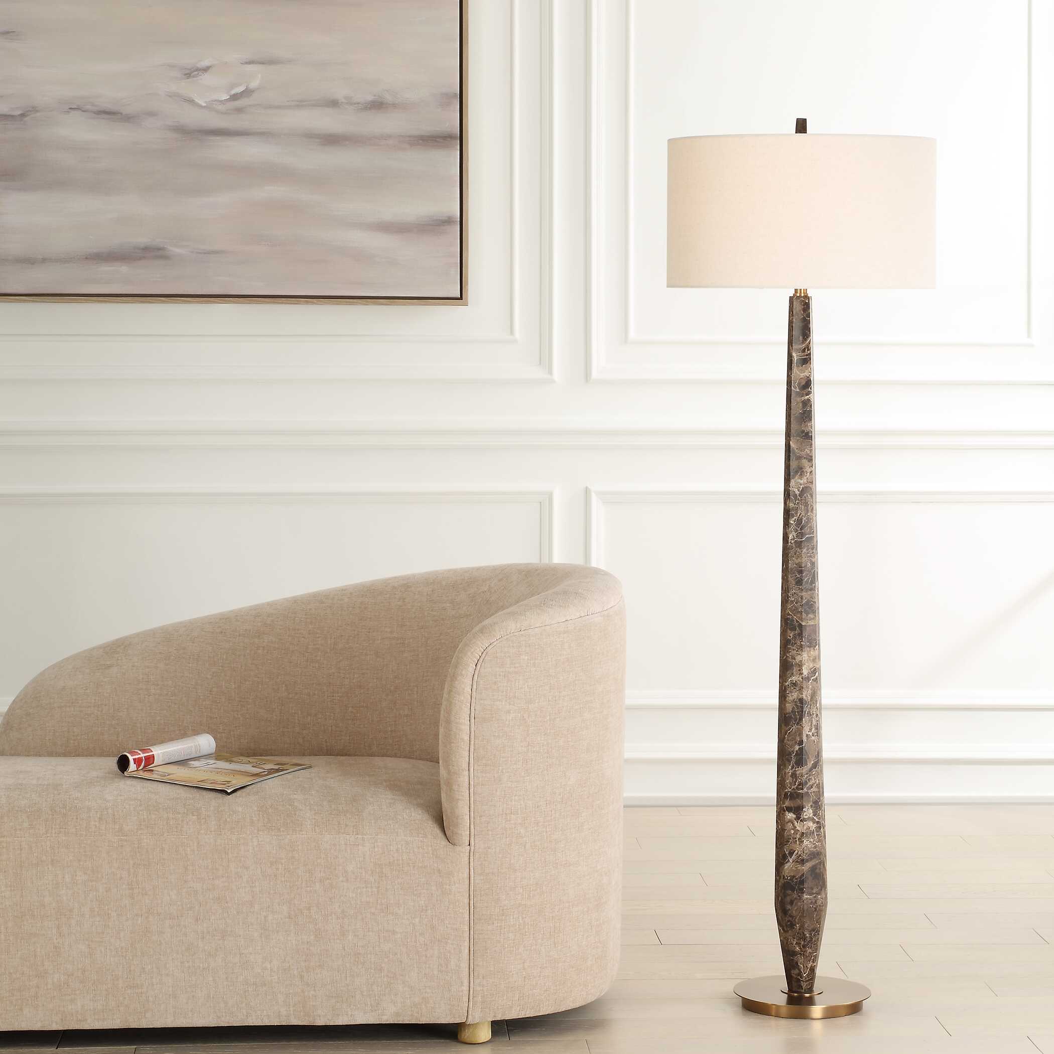 Tyree Brown Marble Floor Lamp, by Uttermost, 20" width x 66" height x 20" depth View 2