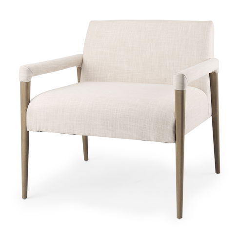 Palisades Cream Upholstery with Solid Wood Accent Chair