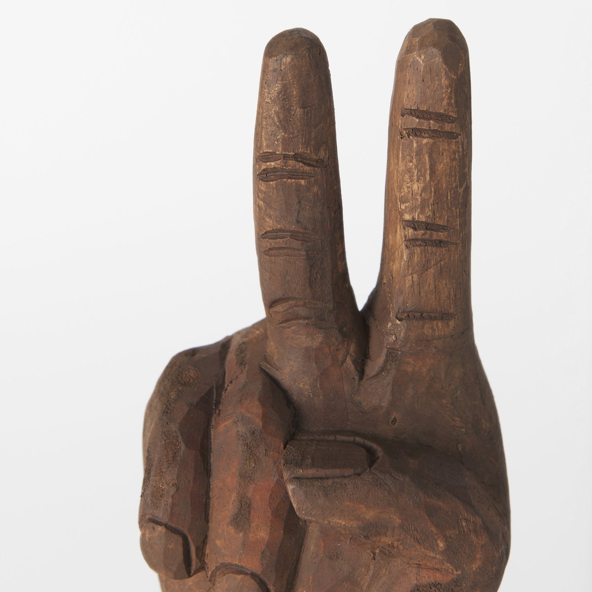 Pacem 4L x 4W Natural Wooden Carved Peace Sign Hand, Decorative Object by Mercana, 4" length x 3.94" width x 12.99" height View 11