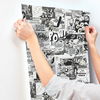 Marvel Comics Pow! Black & White Wallpaper, by York Wall, 33' length x 1'8.5" width x 0.02" depth thumbnail 4