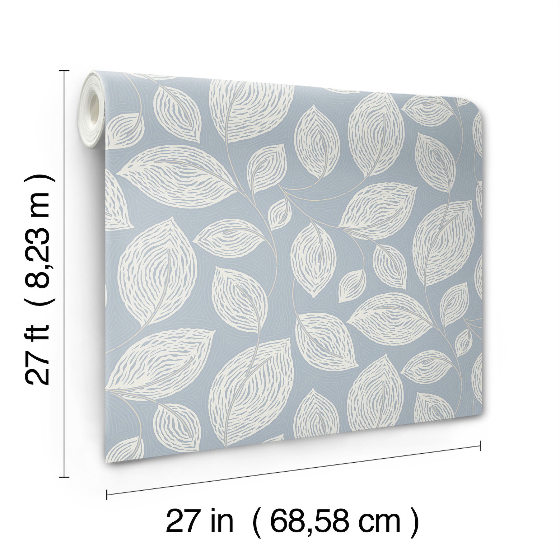 Contoured Leaves Indigo Blue Wallpaper large image 
