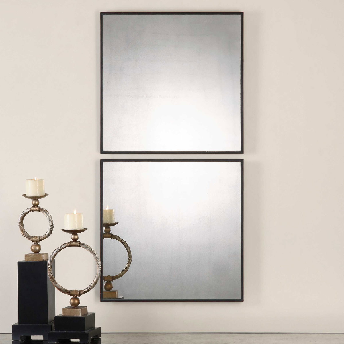 Matty Antiqued Square Mirrors Set/2, by Uttermost, 23.5" width x 23.5" height x 1" depth View 2