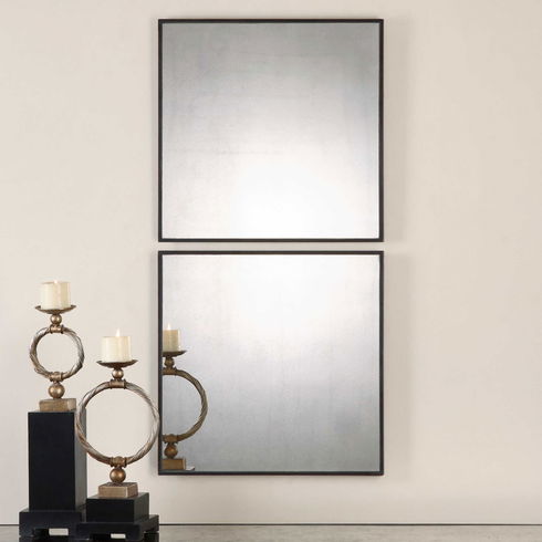 Matty Antiqued Square Mirrors Set/2