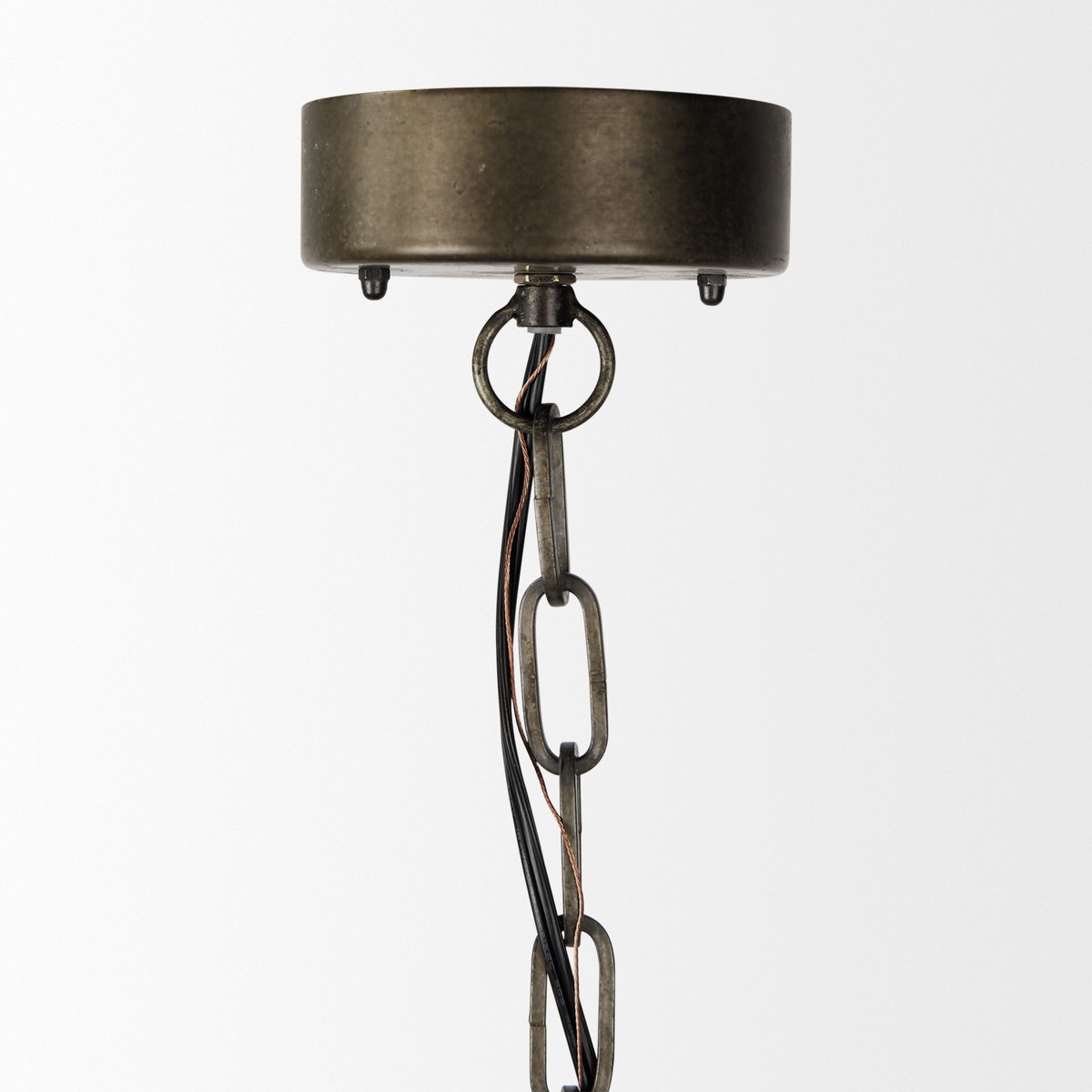 Zaio 12.5Lx 12.5W x 18.5H Weathered Antique Gold Metal Caged Bulb Pendant Light, by Mercana, 12.5" length x 12.5" width x 18.5" height View 4