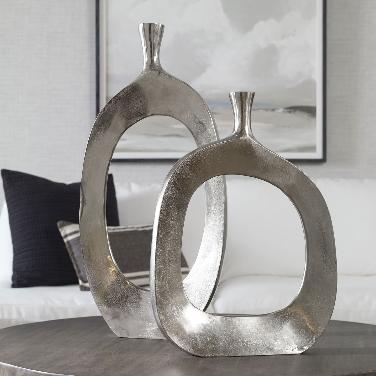 Cierra Aluminum Vases Set/2, by Uttermost, 14" width x 30" height x 4" depth View 4