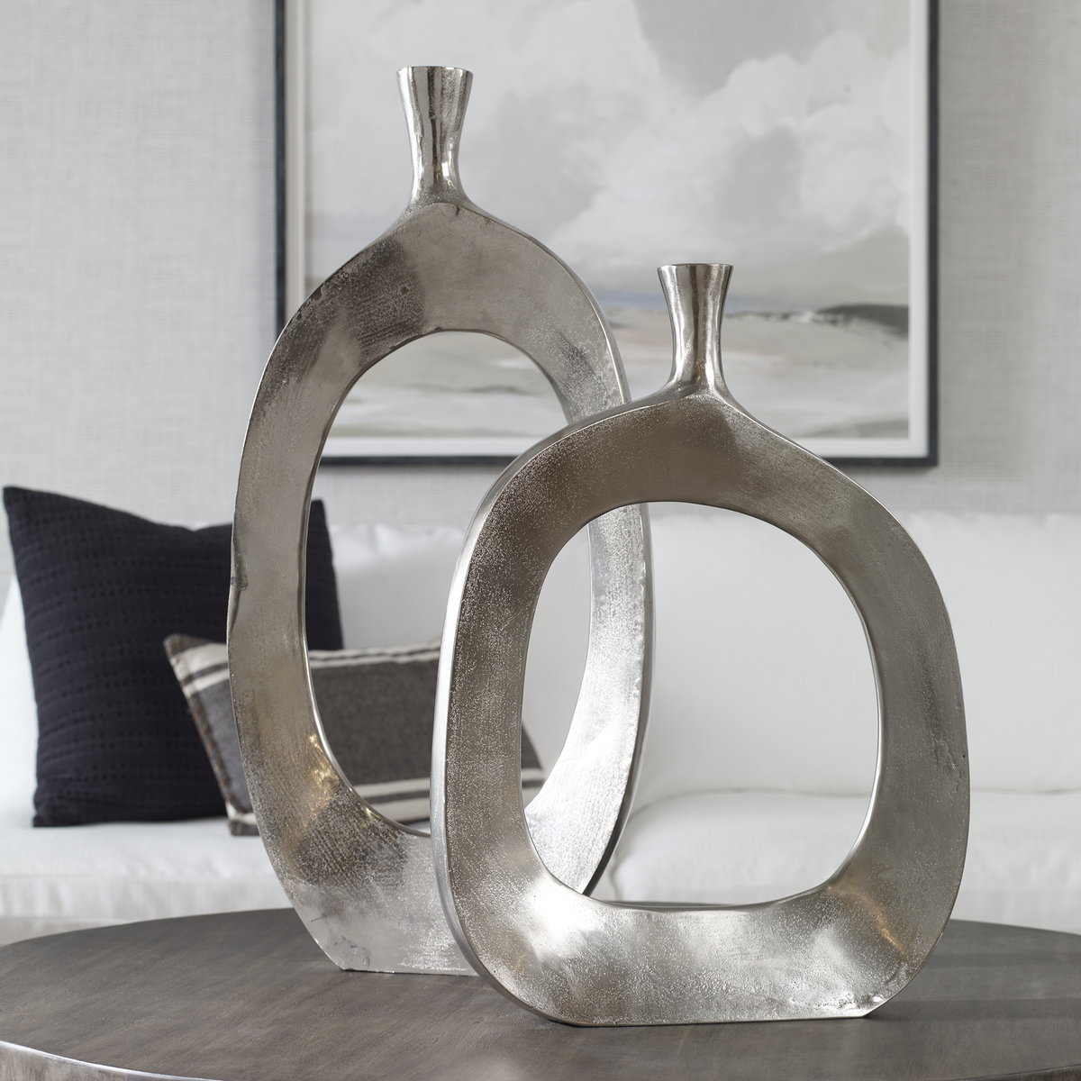Cierra Aluminum Vases Set/2, by Uttermost, 14" width x 30" height x 4" depth View 4
