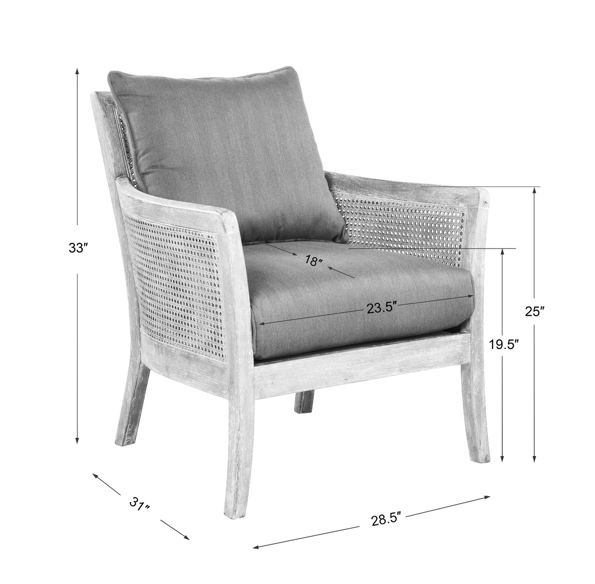Encore Dark Gray Armchair, Accent Chair by Uttermost, 28.5" width x 33" height x 31" depth View 3