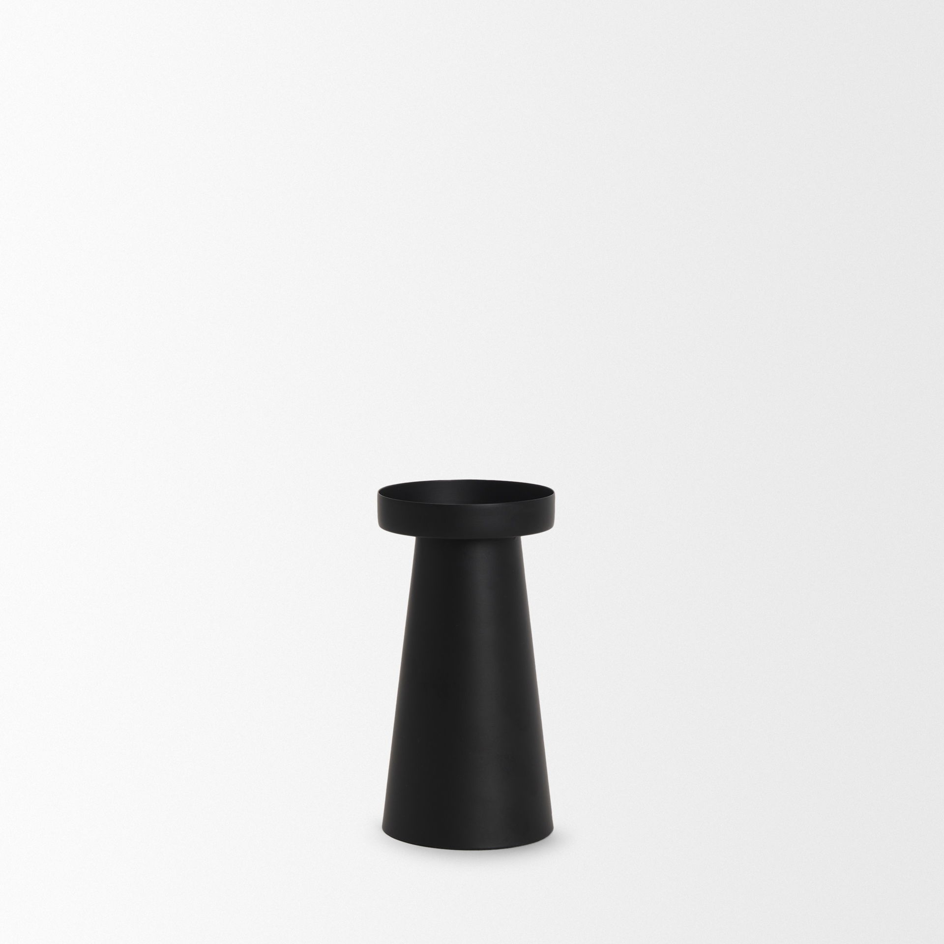 Quadir Short Matte Black Metal Candle Holder large image 