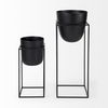 Bumble (Set of 2) 12L x 12W x 32H Black Plant Stands, Planter by Mercana, 11.81" length x 11.81" width x 31.89" height thumbnail 5