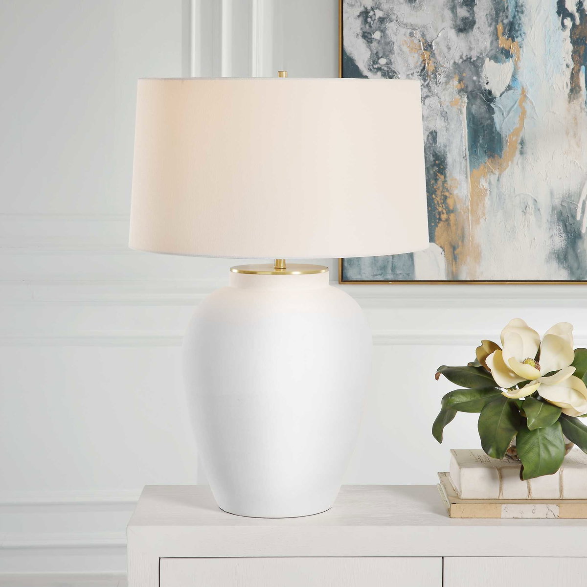 Adelaide White Table Lamp, by Uttermost, 20" width x 29" height x 20" depth View 2