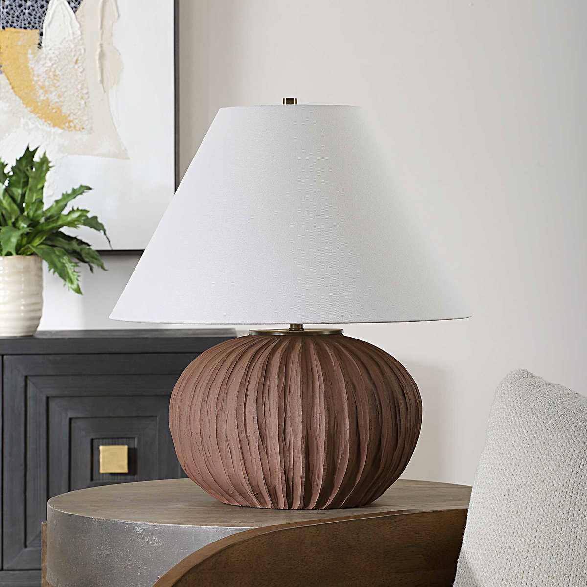 Keoghan Terracotta Table Lamp, by Uttermost, 20" width x 22" height x 20" depth View 4