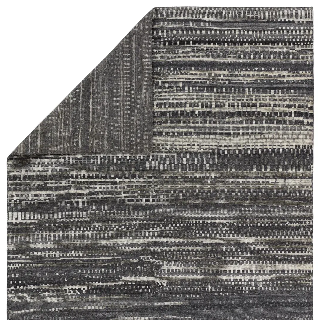 Jaipur Living Jamaal RIZ11 Handknotted Stripes Black and Gray Area Rug (6'x9') large image 