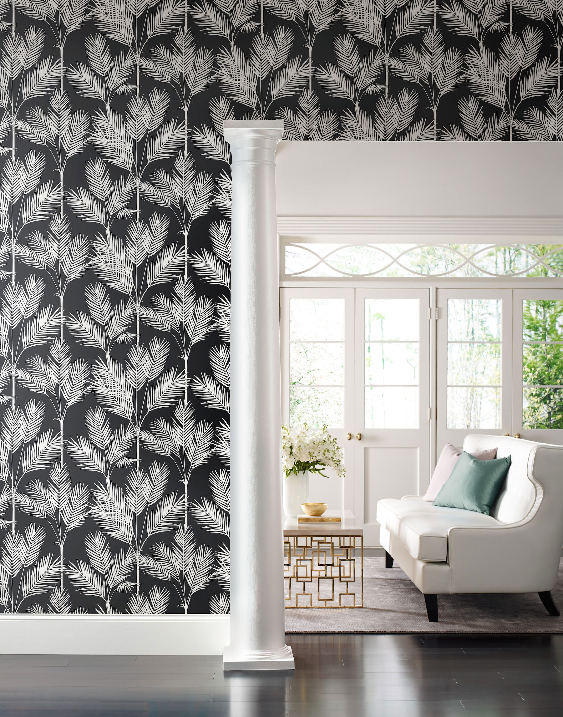 King Palm Silhouette Blue Wallpaper, by York Wall, 33' length x 1'8.5" width x 0.02" depth View 2