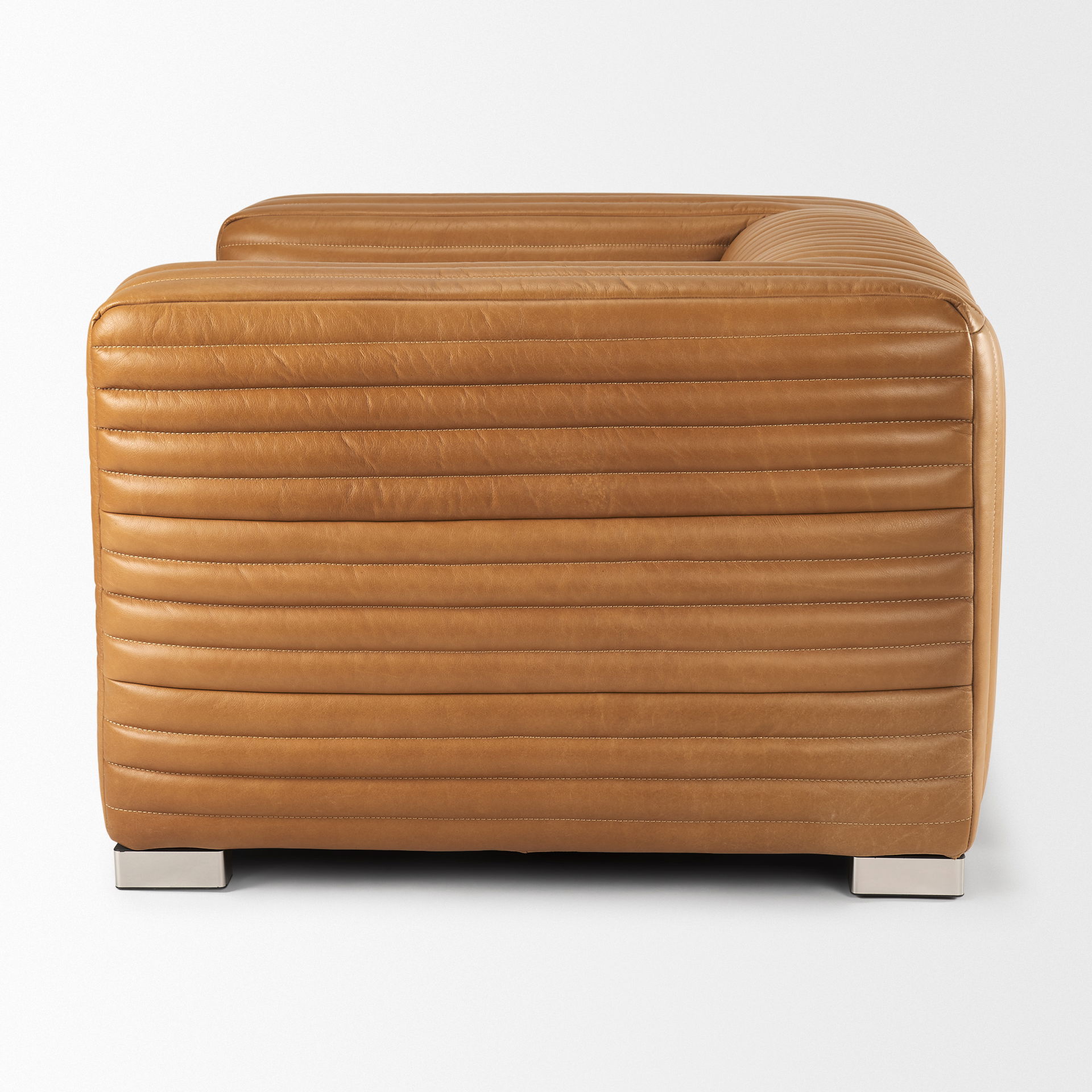 Ricciardo Cognac Leather Upholstered Arm Chair, Accent Chair by Mercana, 45.28" length x 38.19" width x 26.38" height View 4