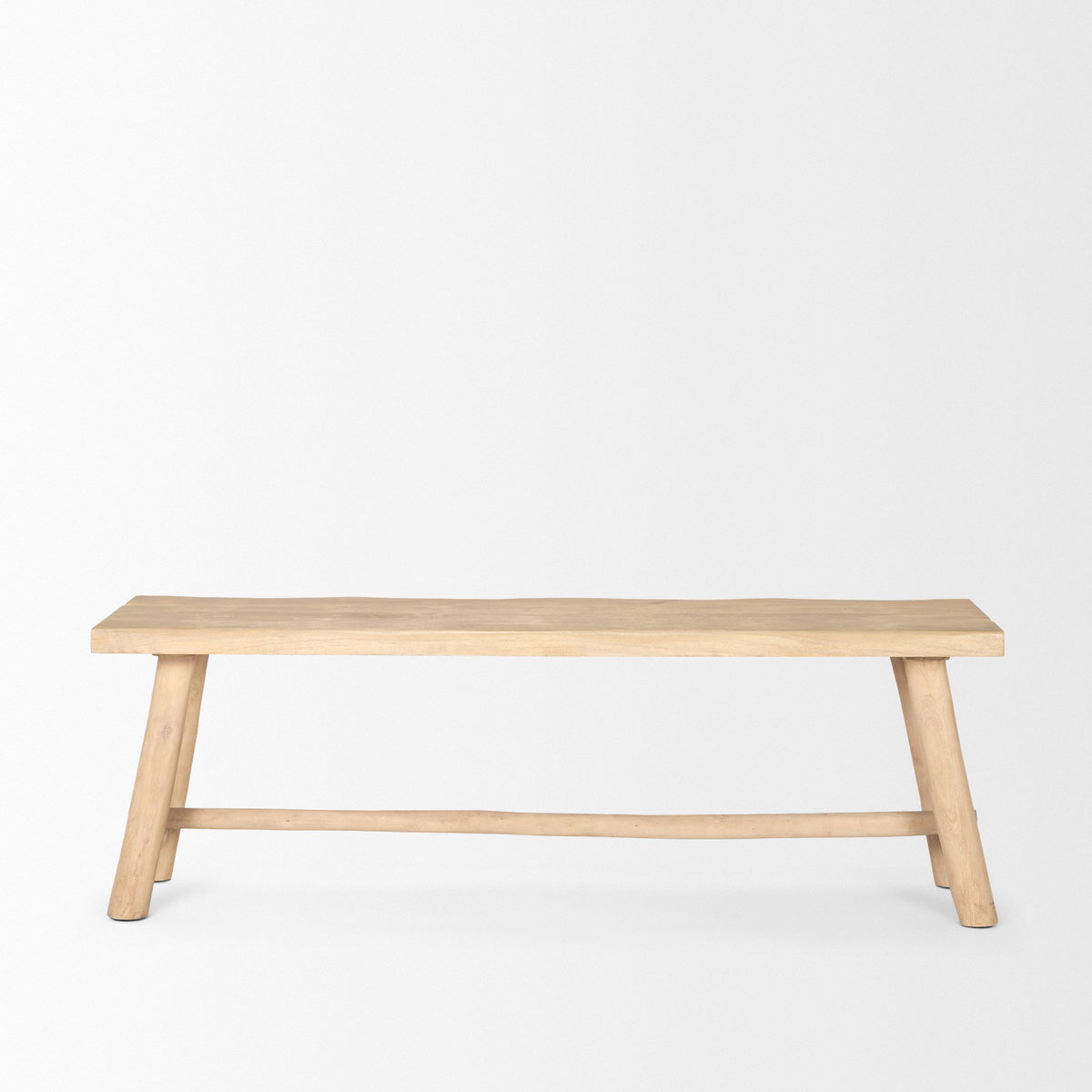 Sekou Light Brown Wooden Craftsman Bench, Benche by Mercana, 56" length x 16" width x 19" height View 4