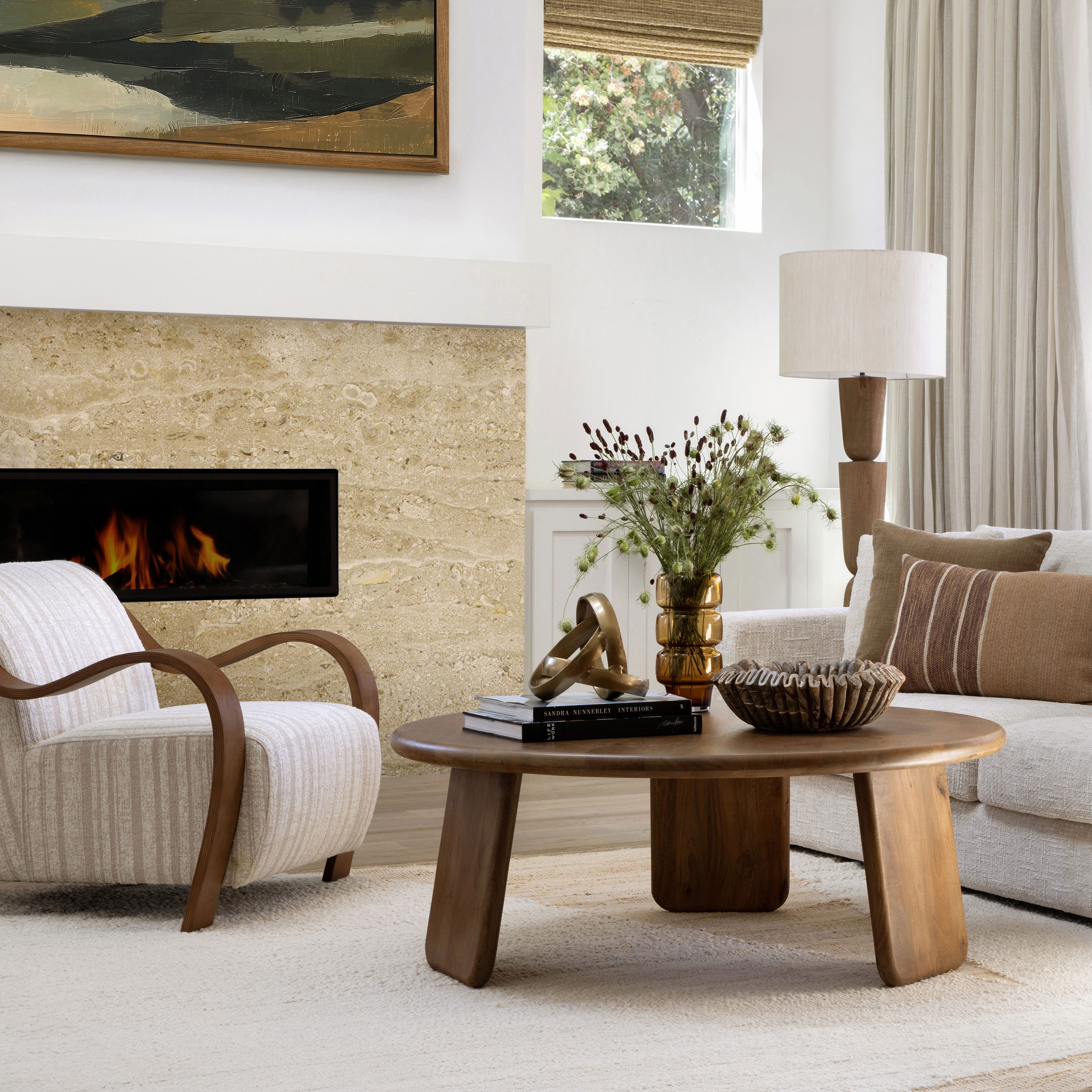 Winsor Coffee Table Brown, by Dovetail, 47" width x 18" height x 47" diameter x 47" depth View 5