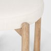 Shaiden Brown Wood with Cream Fabric Stool, Ottoman by Mercana, 21.5" length x 21.5" width x 19.5" height thumbnail 7