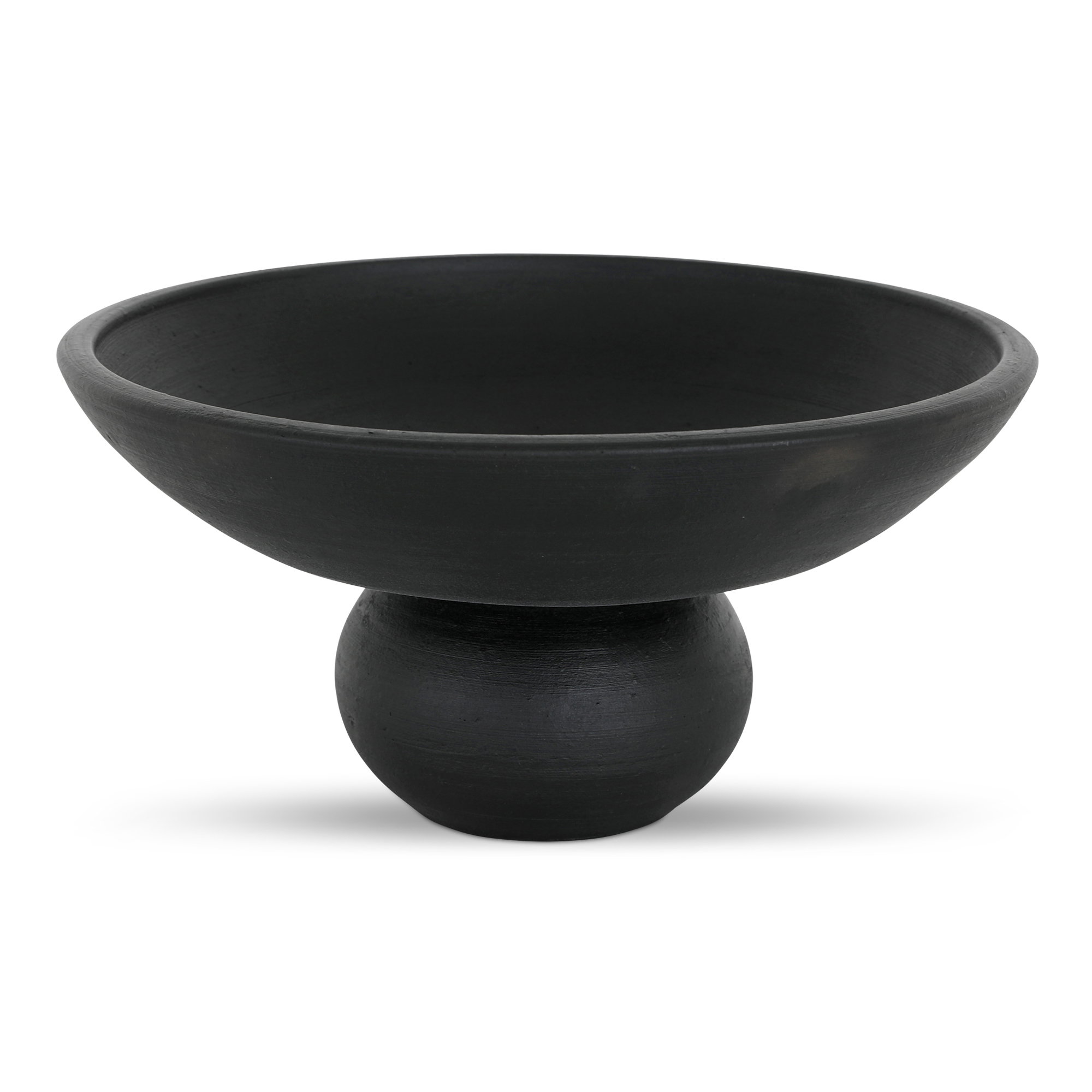 Asha Decorative Bowl Black Terracotta, by Moe's Home, 13" width x 6.5" height x 13" depth View 1