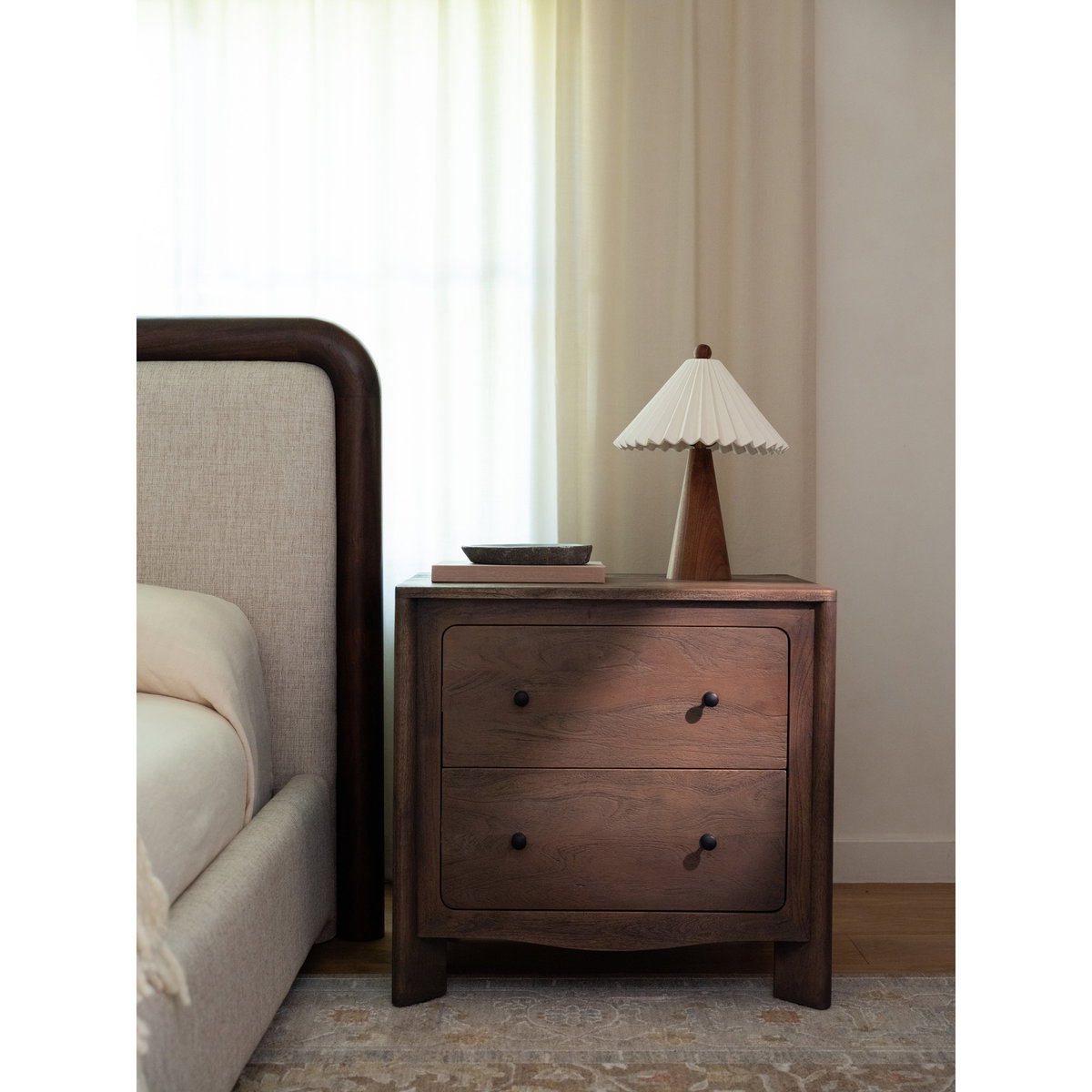 Mabel Nightstand Dark Brown, by Moe's Home, 27.5" width x 25.25" height x 19.5" depth View 10
