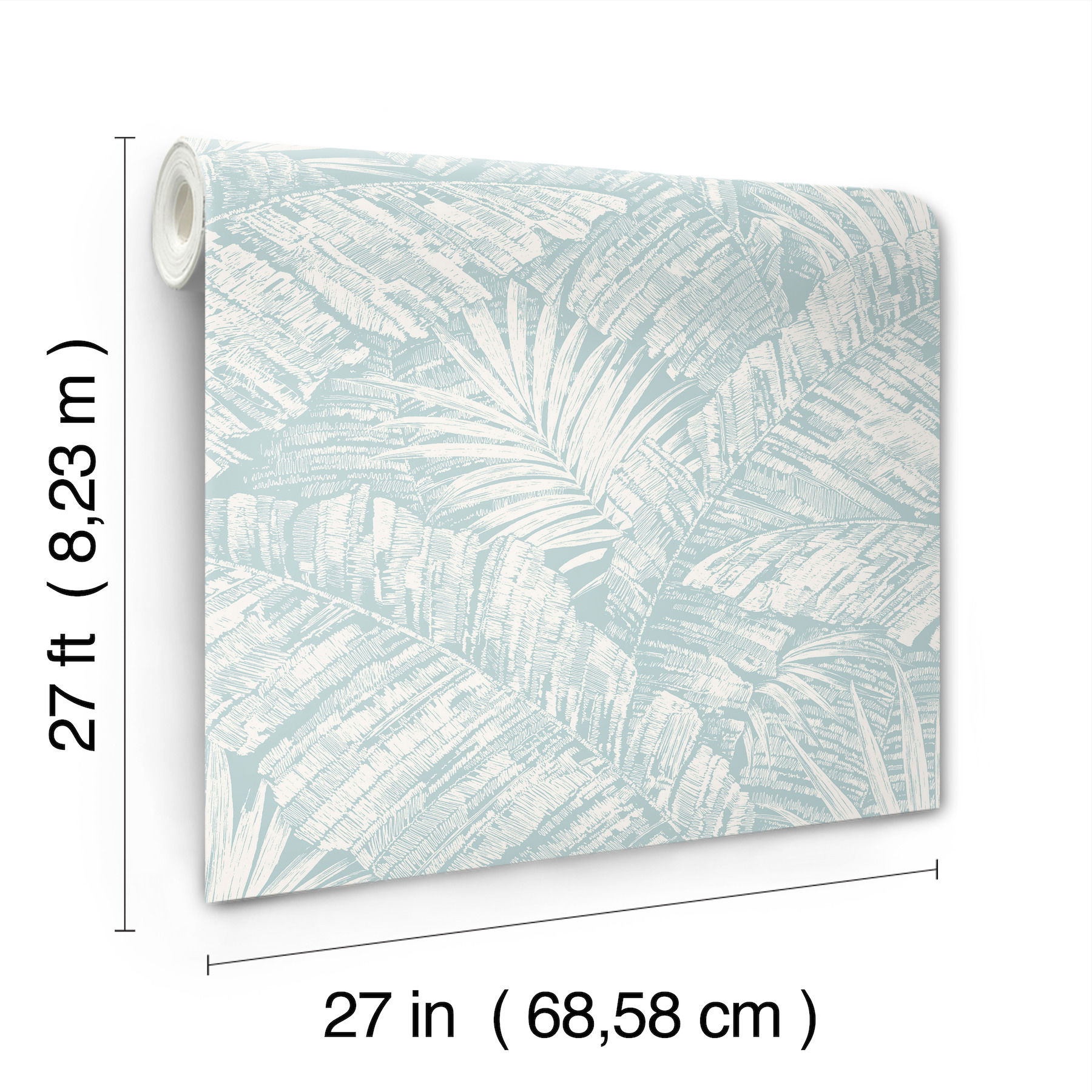 Palm Cove Toile White & Blue Wallpaper large image 