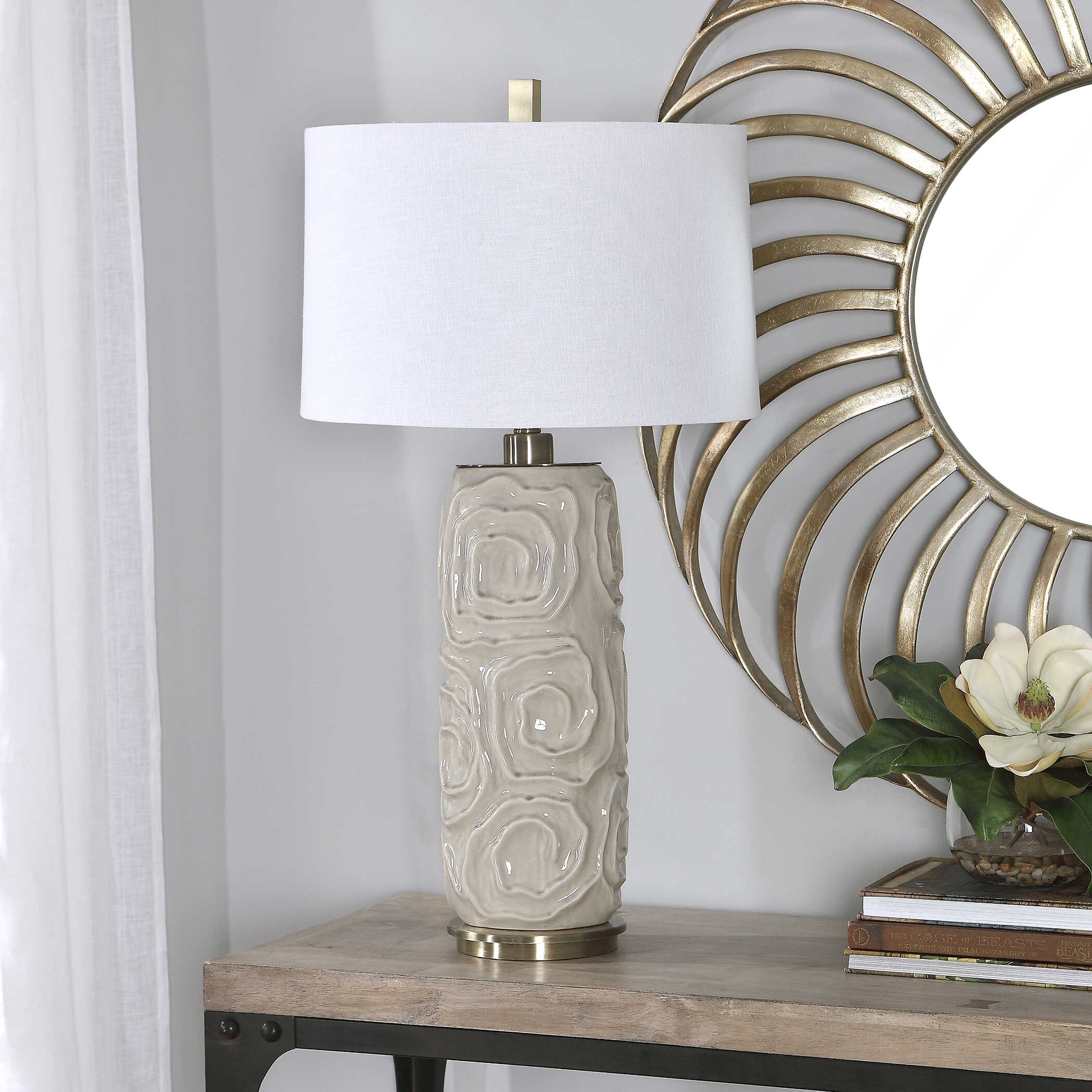 Zade Warm Gray Table Lamp, by Uttermost, 18" width x 33" height x 18" depth View 5