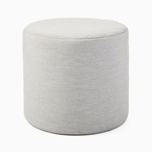 Online Designer Patio Sunbrella Canvas Indoor/Outdoor Pouf, Granite, 20"diam. x 17"h