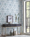 Palmetto Palm Damask Blue Wallpaper thumbnail 1