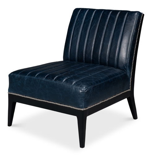 Agave Slipper Chair Distilled Lthr  Blue