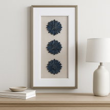 Online Designer Bedroom Canvas Wall Art Stone Polyester Canvas Dimensional Floral Accents Home Office Bedroom Living Room Decor - 40" Blue, Tan, White