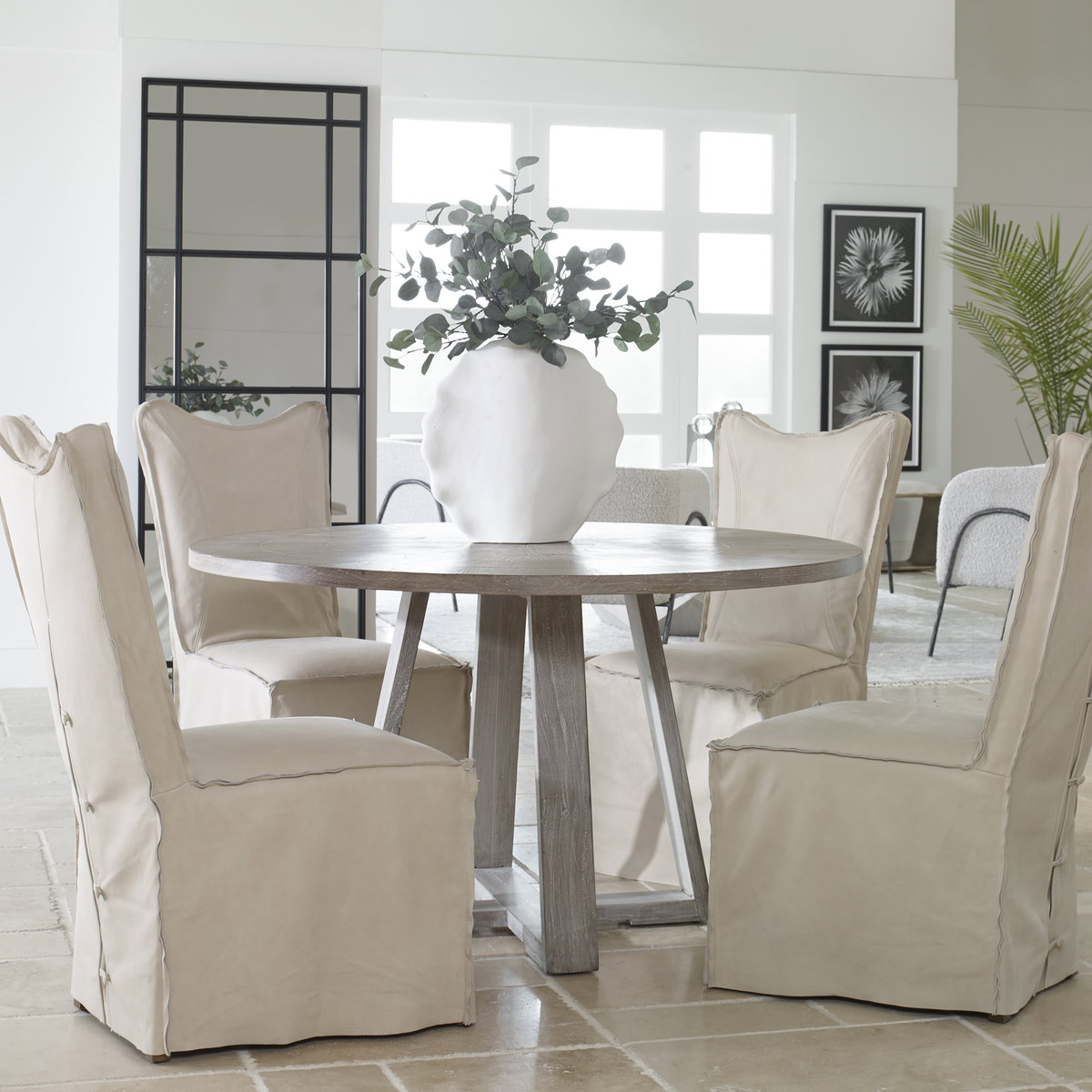 Gidran Gray Dining Table, by Uttermost, 52" width x 29.9" height x 52" depth View 2